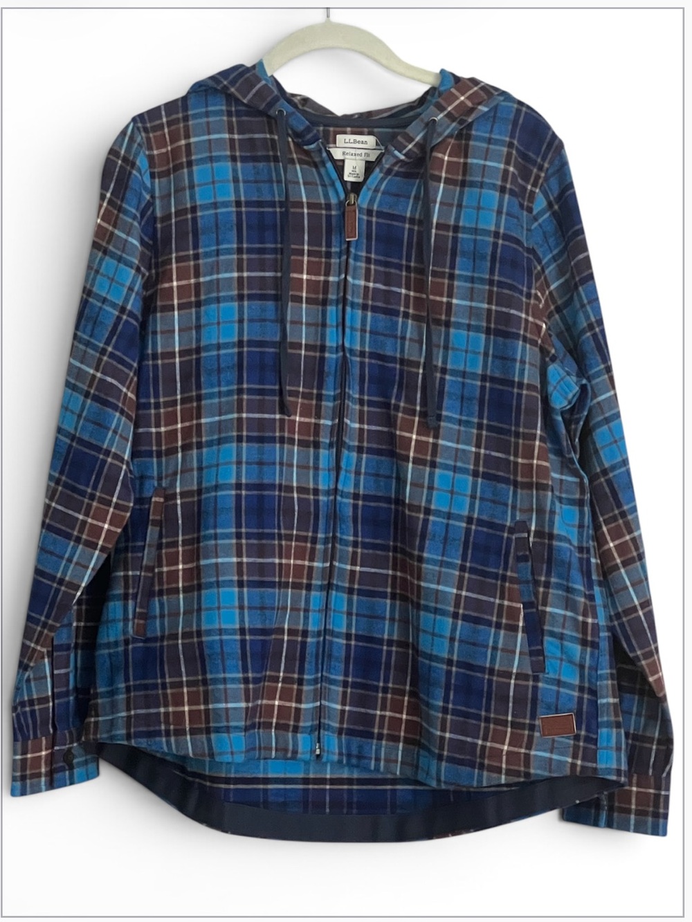 L.L. Bean Scotch Plaid Zip Hoodie Relaxed Fit Size M